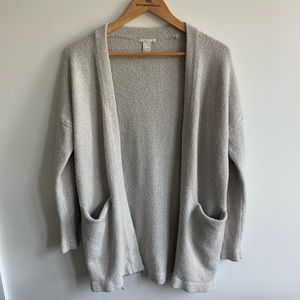 H&M Light Grey Cardigan two deep pockets Size S